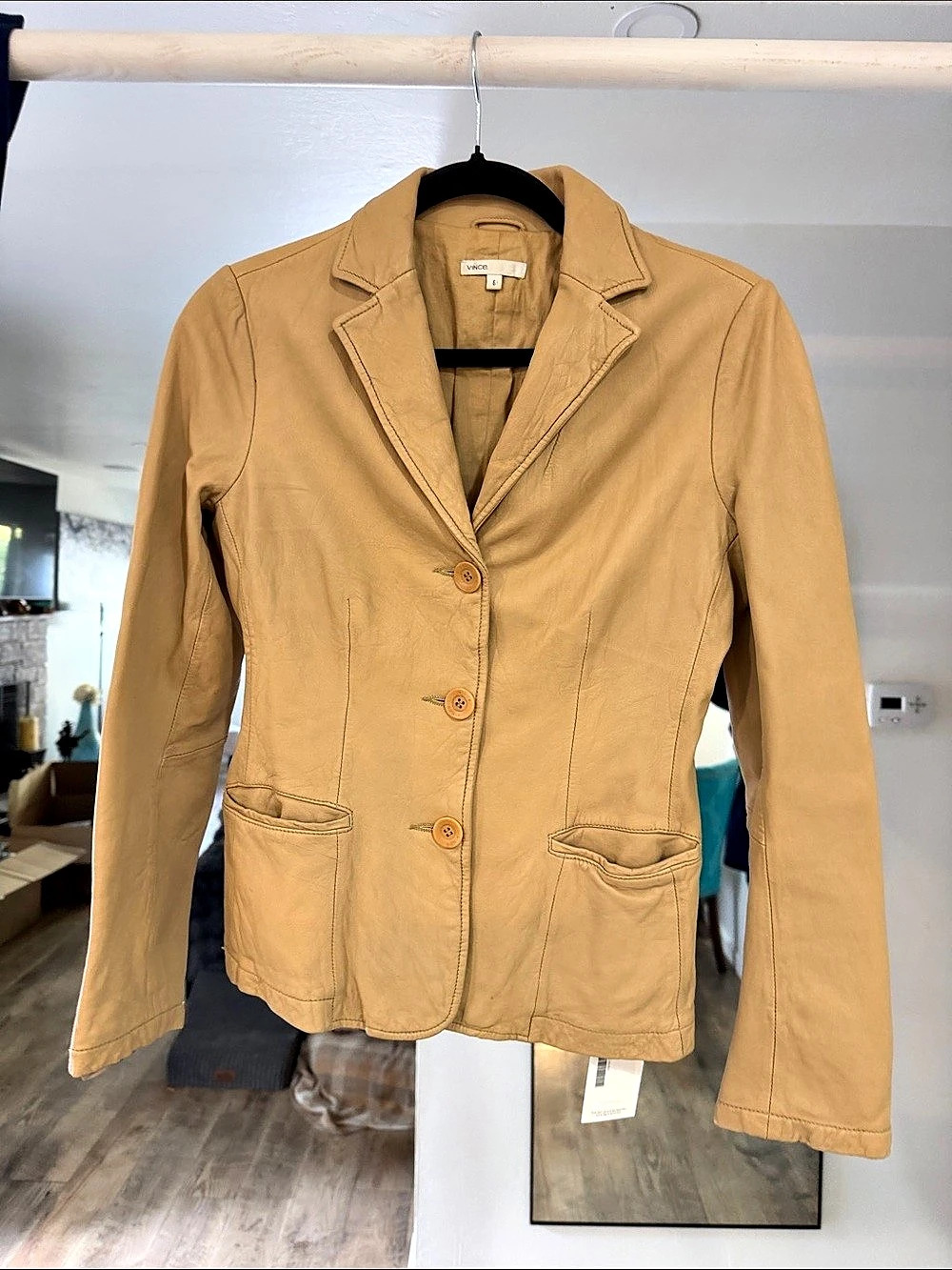 Vince. Leather Blazer Jacket in Brown Size 6 NWT 🧥💕